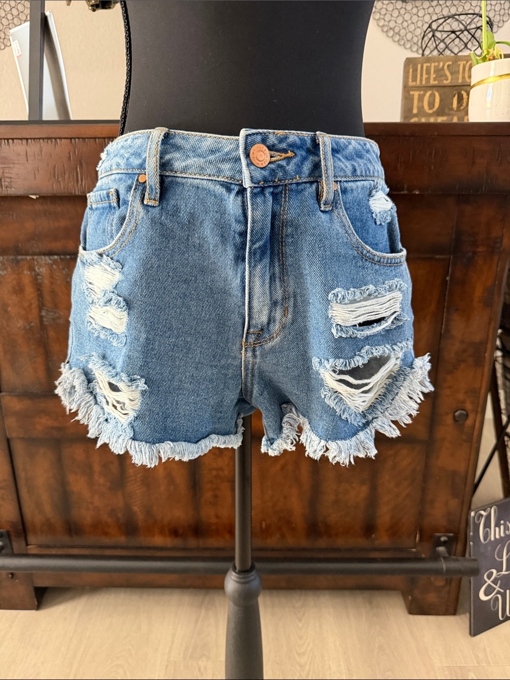 PacSun Light Blue Distressed Denim Cutoff Shorts